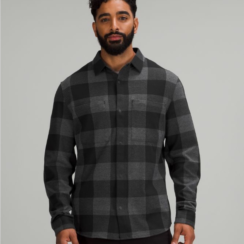 lululemon buffalo check Men's Black Plaid Shirt